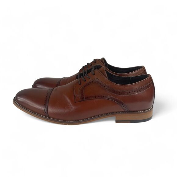 Stacy Adams Dickinson Cap Toe Oxford Cognac Leather Shoes Size 9.5M 25066 NWOB - Picture 4 of 8
